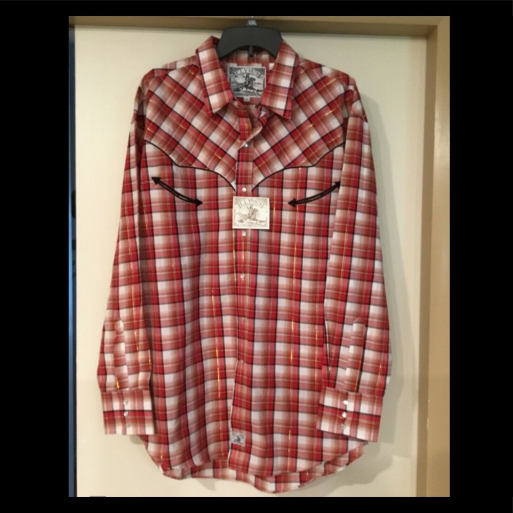 New Ely 1878 Western Shirt Red Plaid Size 2XL